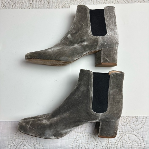 Madewell gray velvet heeled ankle boots sz 9.5 - Picture 6 of 11